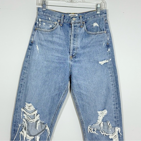 AGOLDE 90s High Rise Loose Fit Jeans Fall Out Wash Distressed Denim 26 A069C-811 - Picture 9 of 16